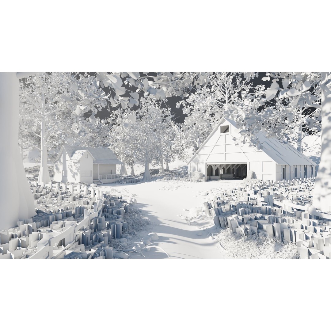 Barn Scene 3D Model – High Poly Landscape Asset, Blender, FBX, OBJ - View 12
