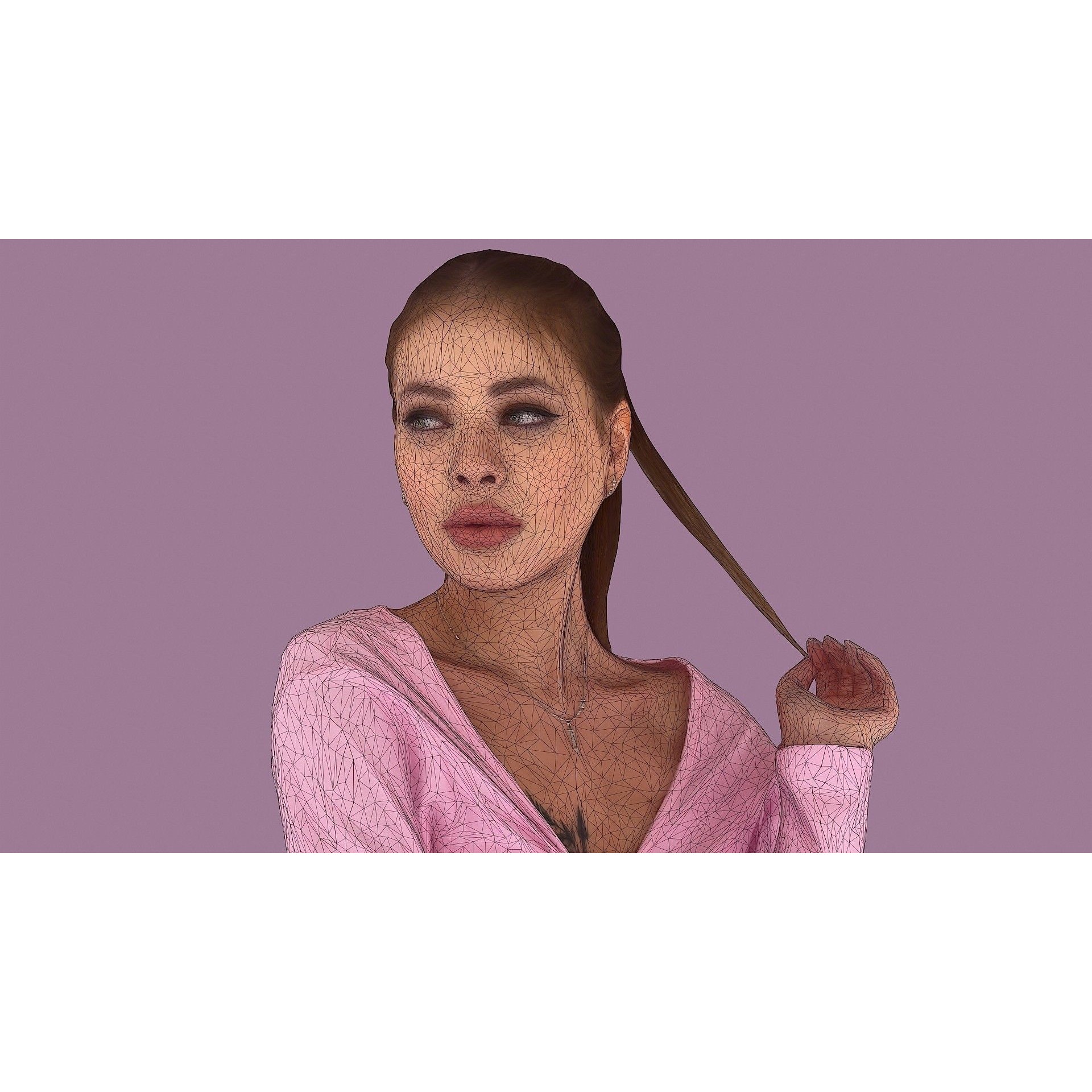 Lady in Pink - Game-Ready 3D Model - View 10