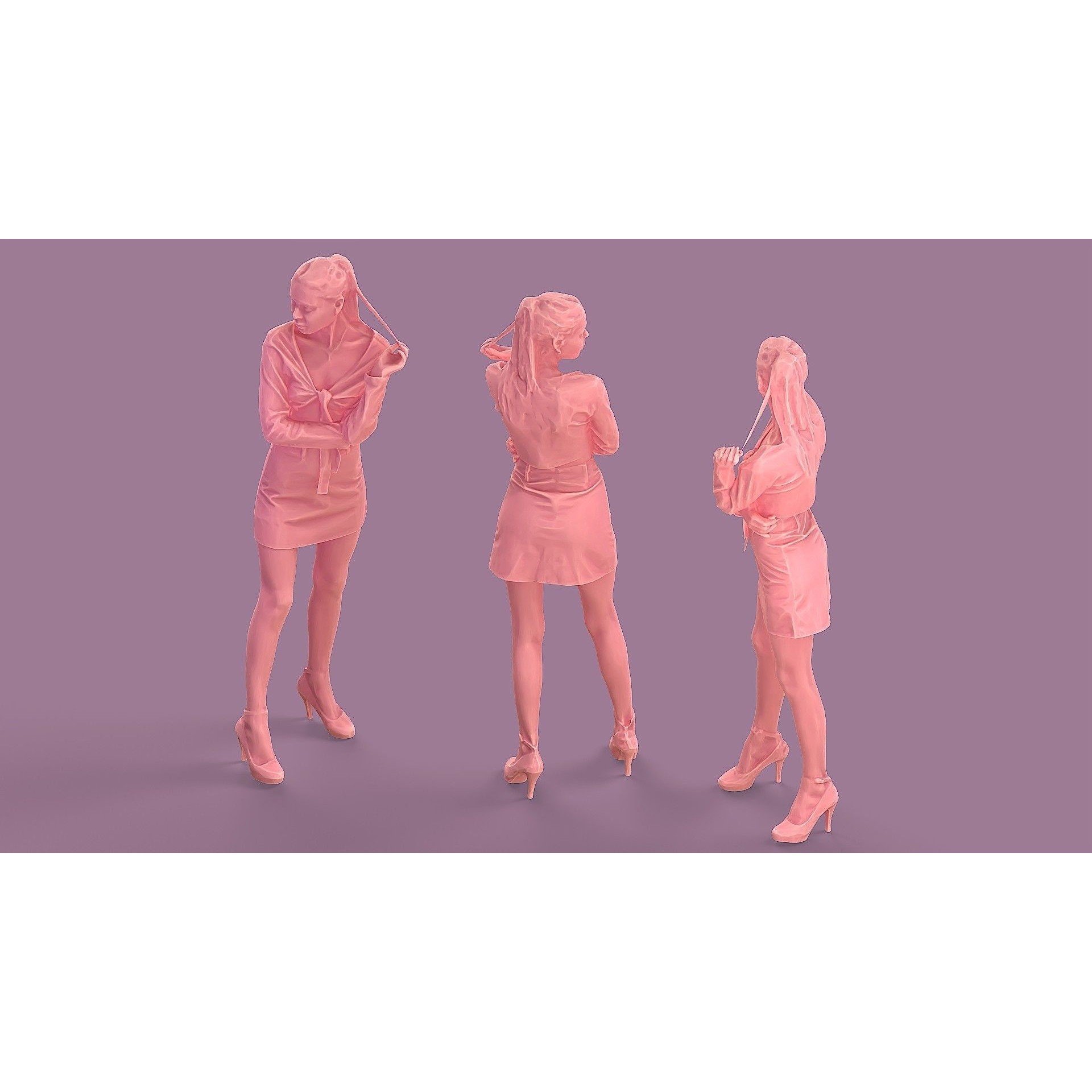Lady in Pink - Game-Ready 3D Model - View 8