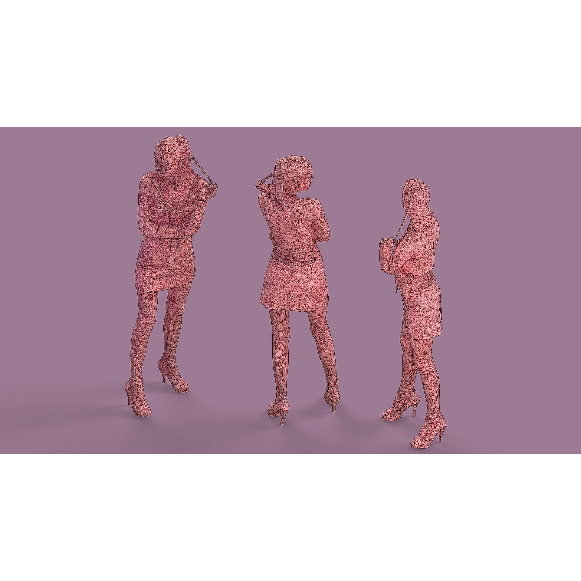 Lady in Pink - Game-Ready 3D Model - View 9