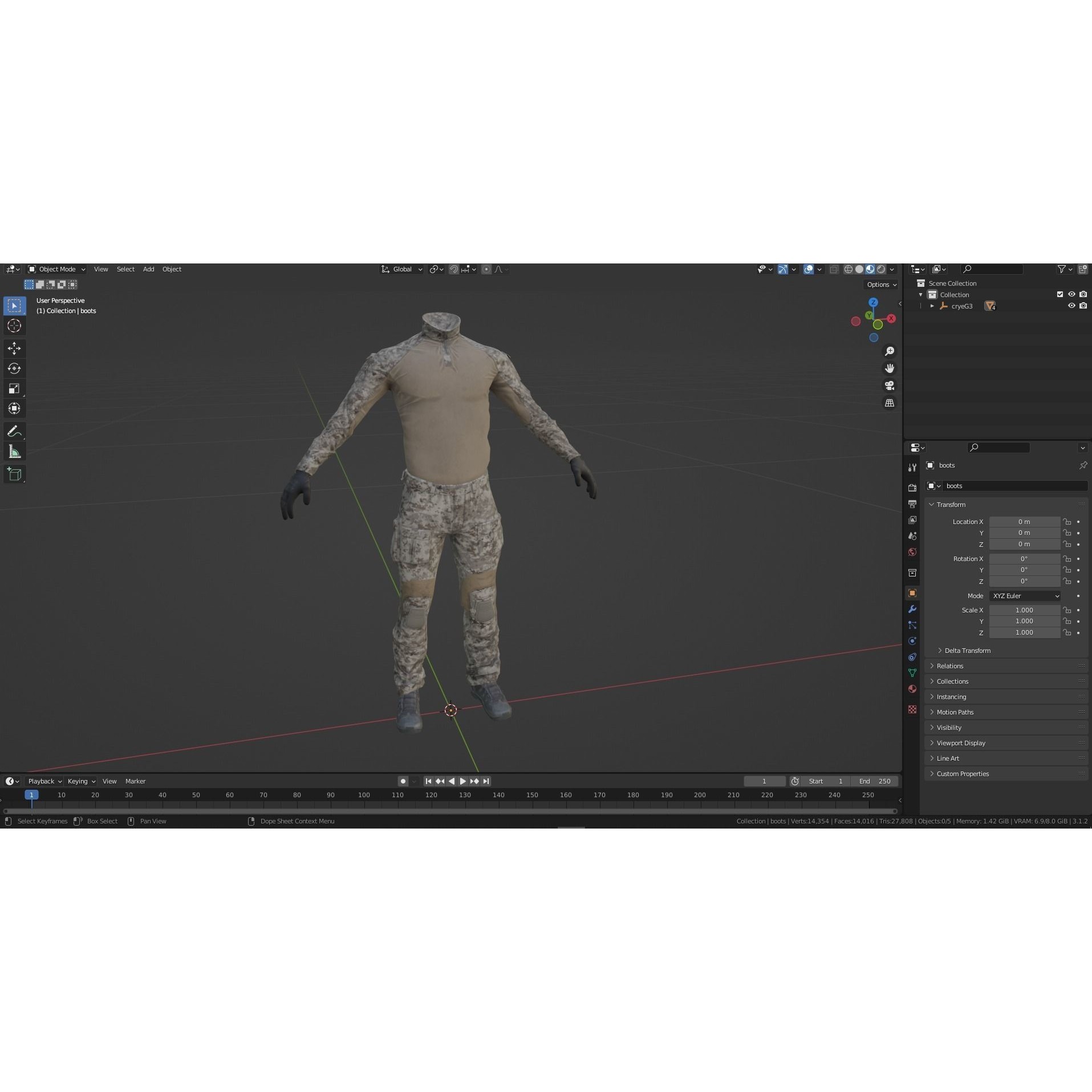 Crye G3 Uniform Clone - Low-Poly Game-Ready 3D Model
