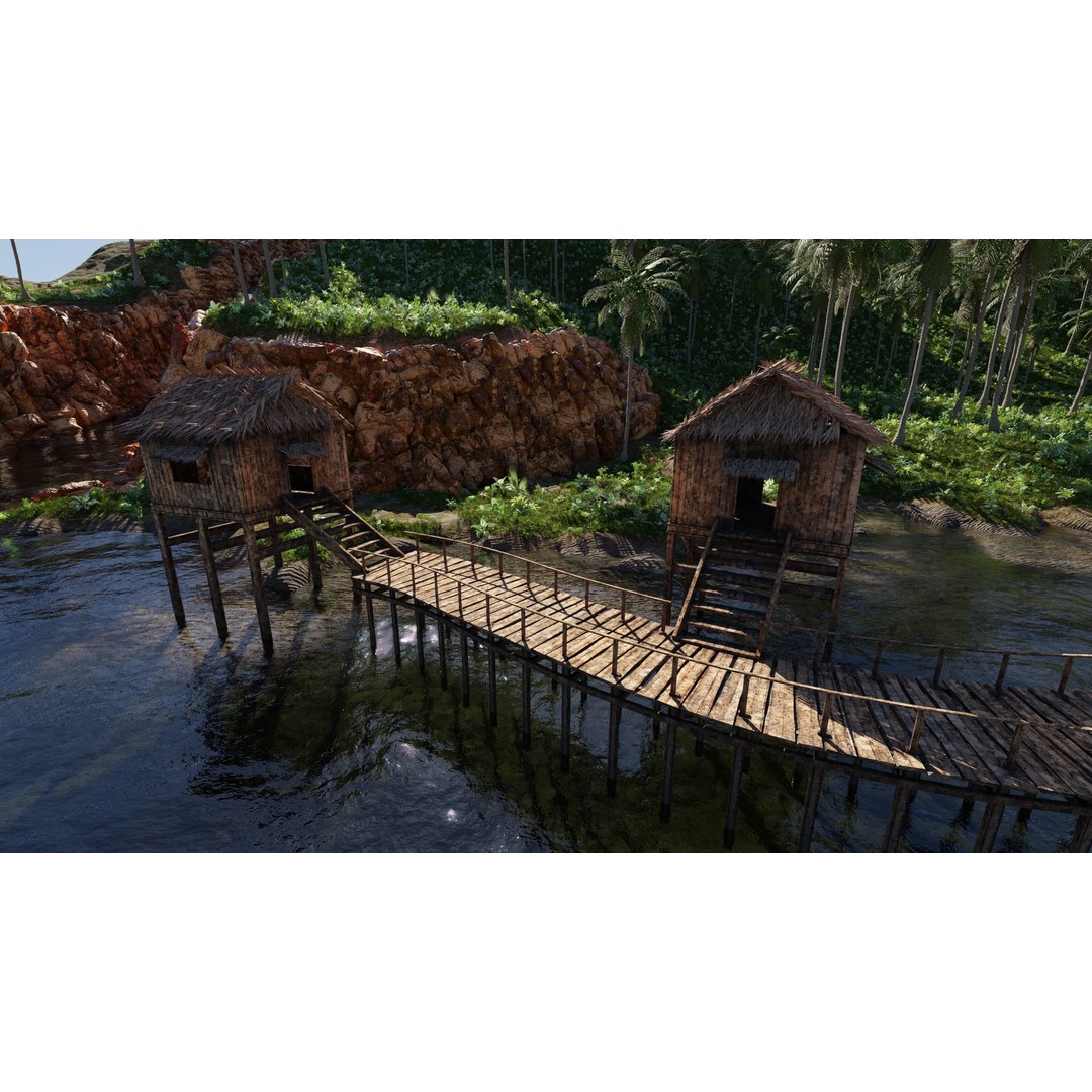 Tropical Waterfall Scene 3D Model – High Poly Environment for Blender - View 11