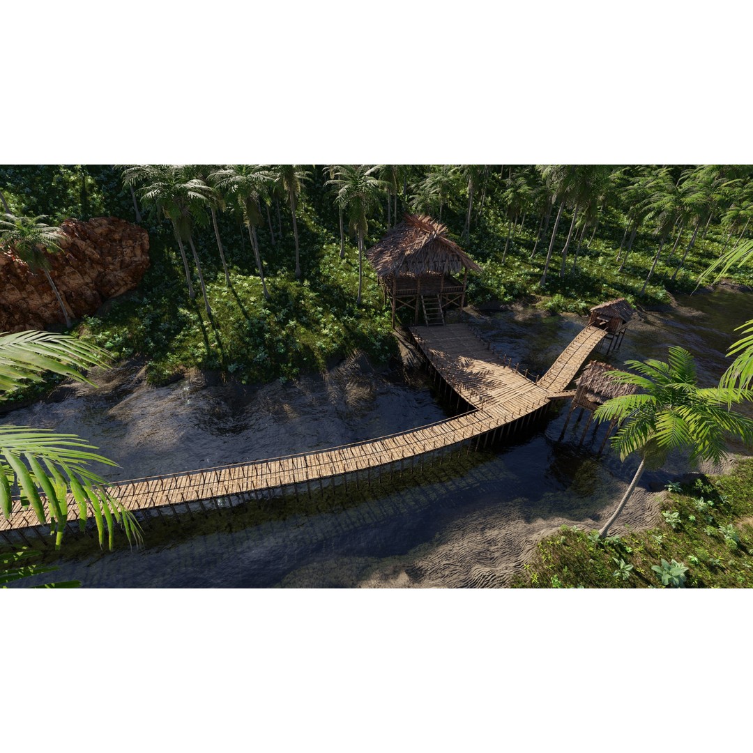 Tropical Waterfall Scene 3D Model – High Poly Environment for Blender - View 14