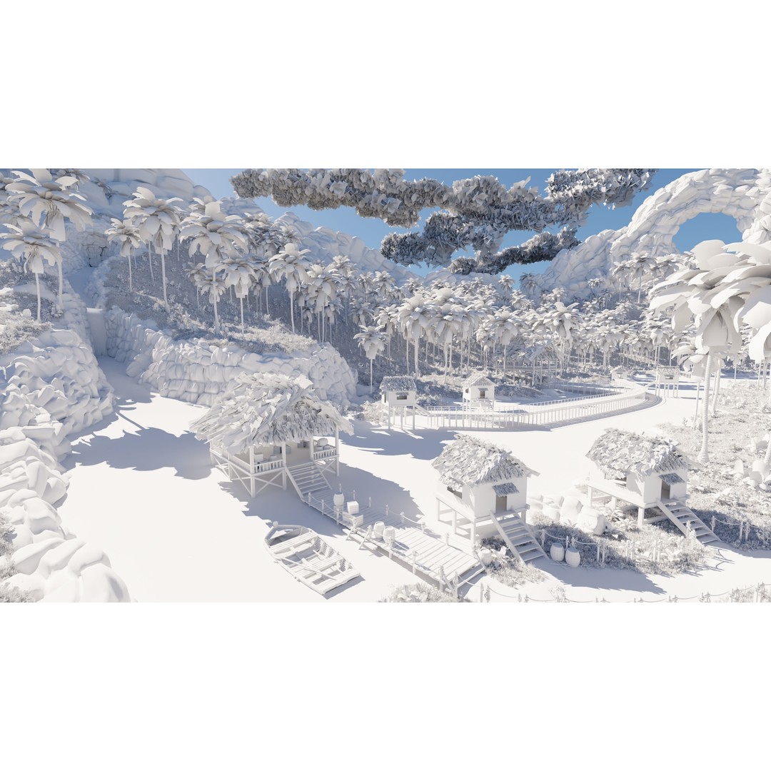 Tropical Waterfall Scene 3D Model – High Poly Environment for Blender - View 17