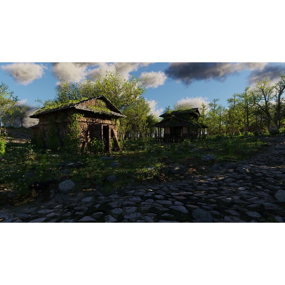 Abandoned Shack Scene 3D Model – High Poly Environment Asset for Blender - View 3
