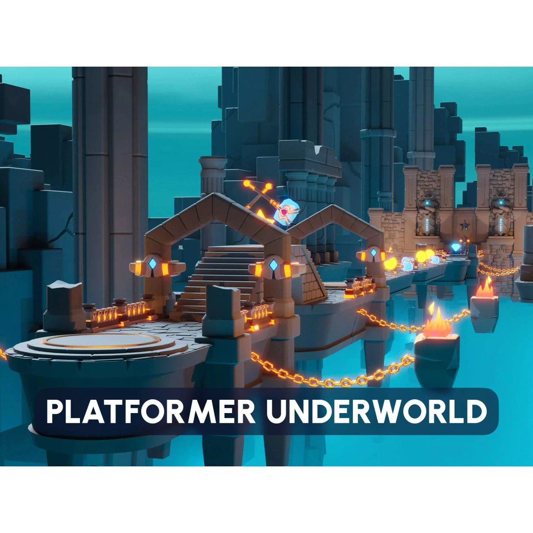 Platformer 8 Underworld 3D Model – Low Poly Game Asset, FBX, PBR - View 2