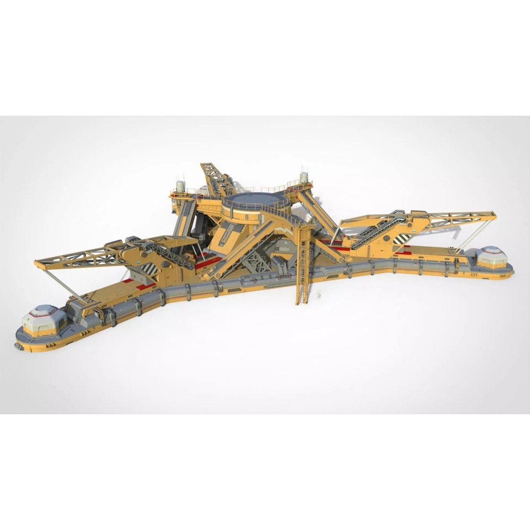 Sci-Fi Platform 3D Model – Modular Cyberpunk Architecture, FBX - View 2