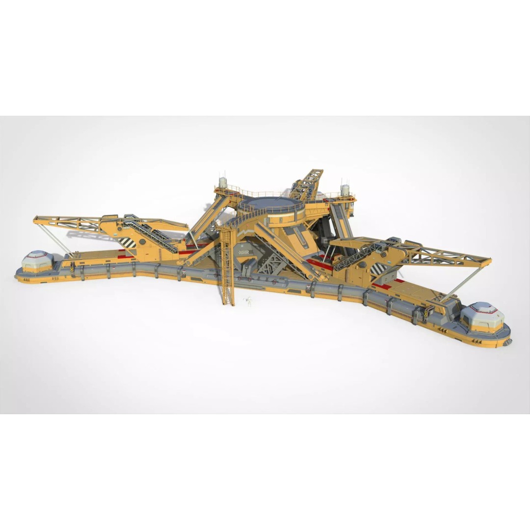 Sci-Fi Platform 3D Model – Modular Cyberpunk Architecture, FBX - View 3