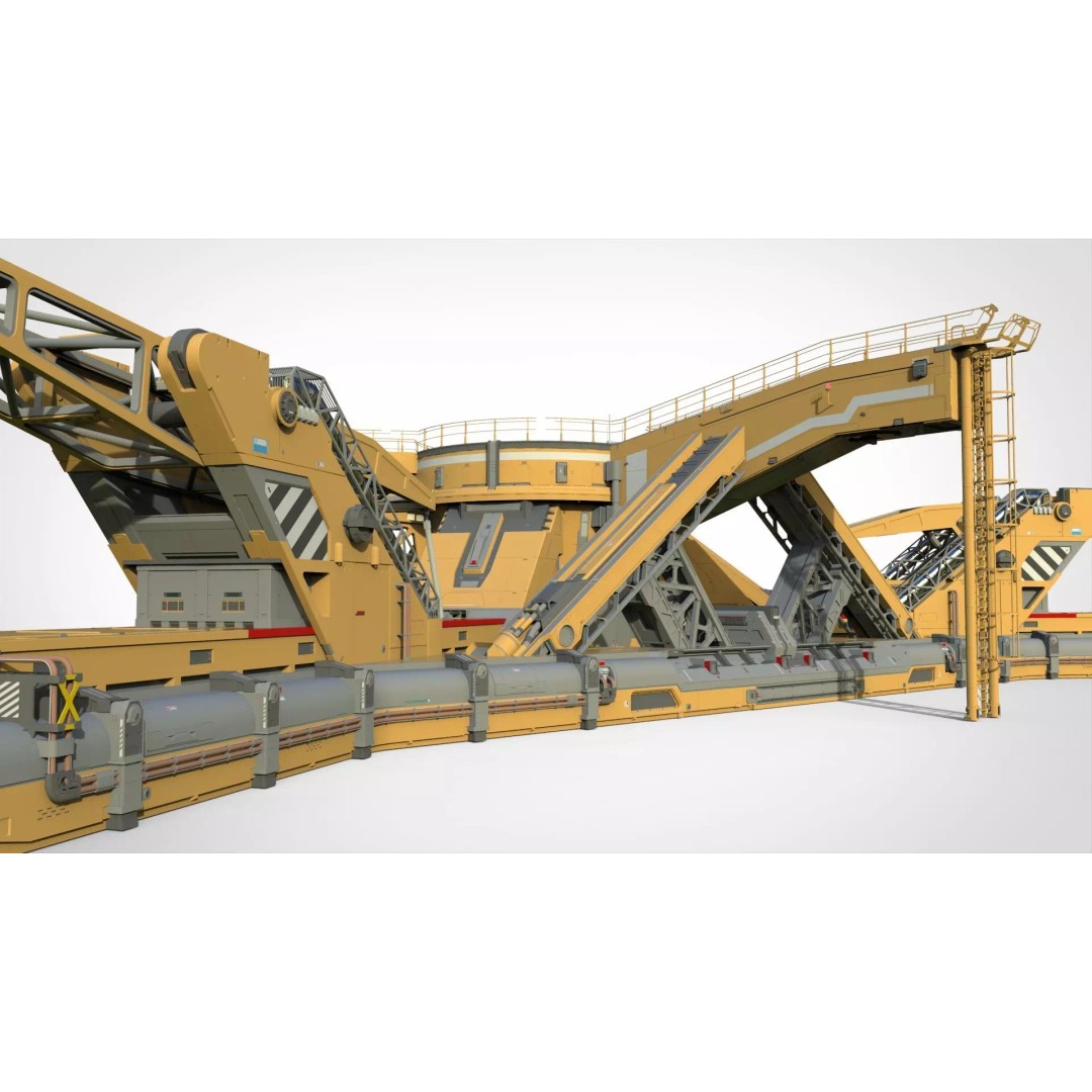 Sci-Fi Platform 3D Model – Modular Cyberpunk Architecture, FBX - View 7