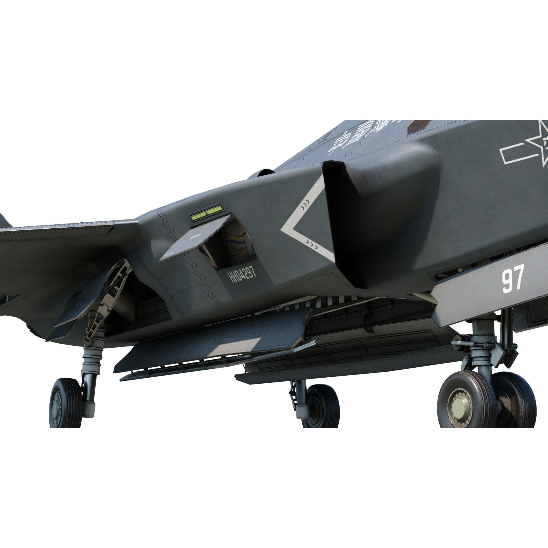 Shenyang J35 Gyrfalcon - Low-Poly Game-Ready 3D Model - View 12