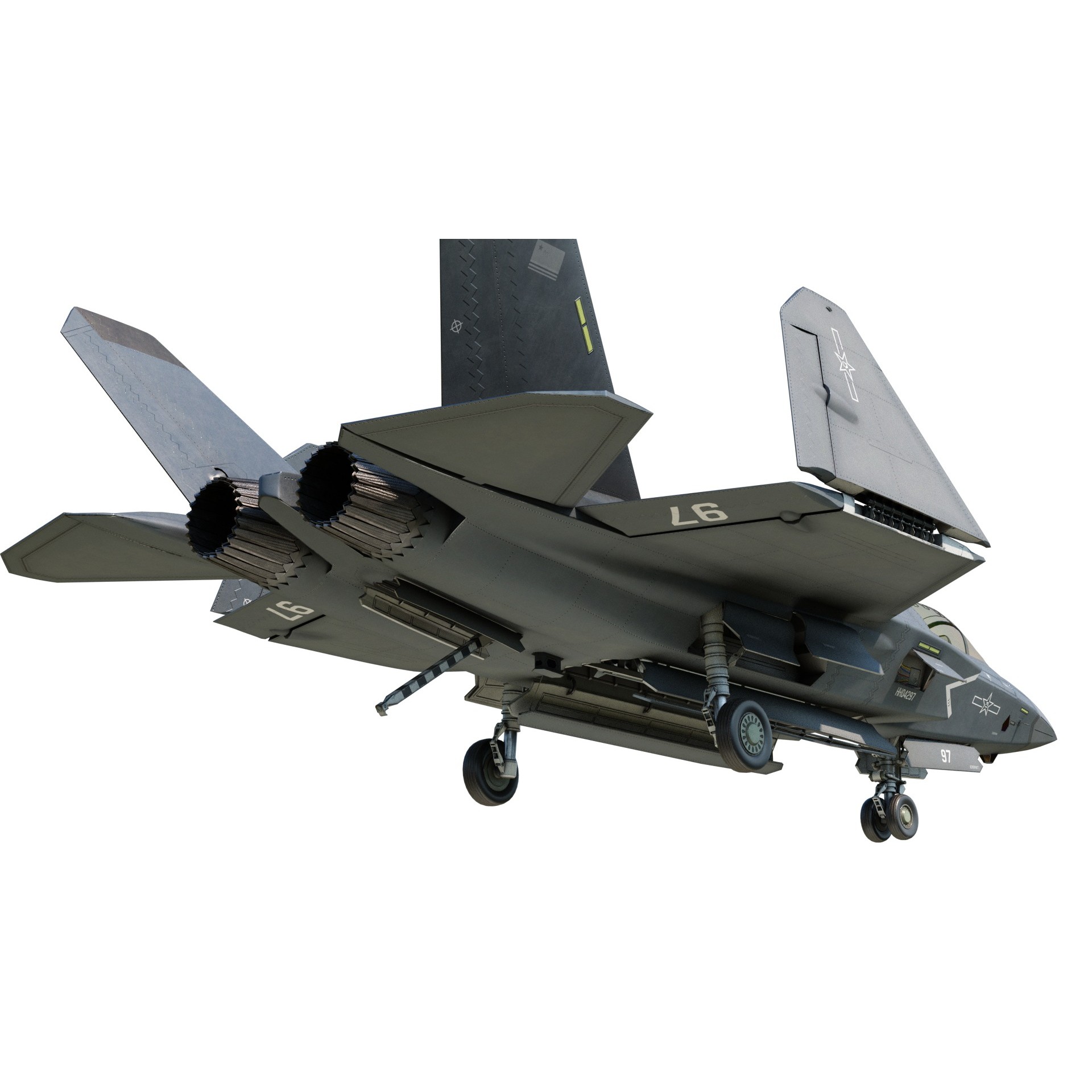 Shenyang J35 Gyrfalcon - Low-Poly Game-Ready 3D Model - View 14