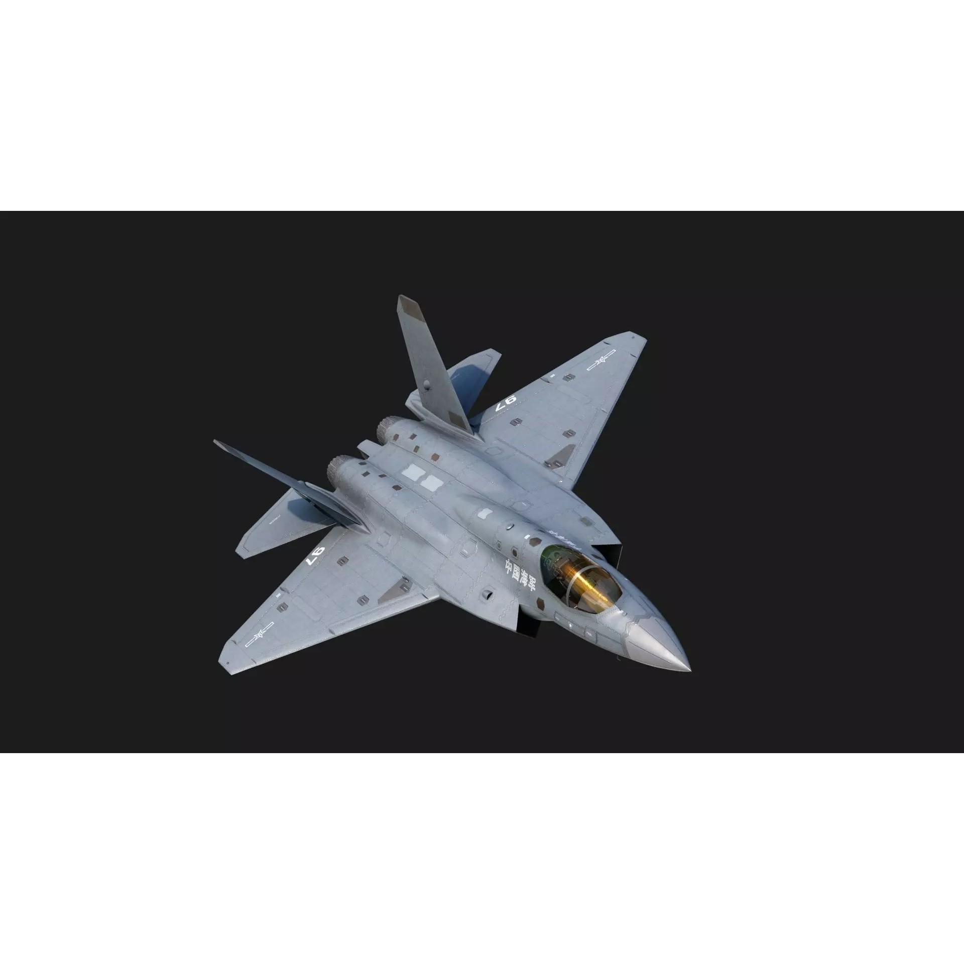 Shenyang J35 Gyrfalcon - Low-Poly Game-Ready 3D Model - View 2