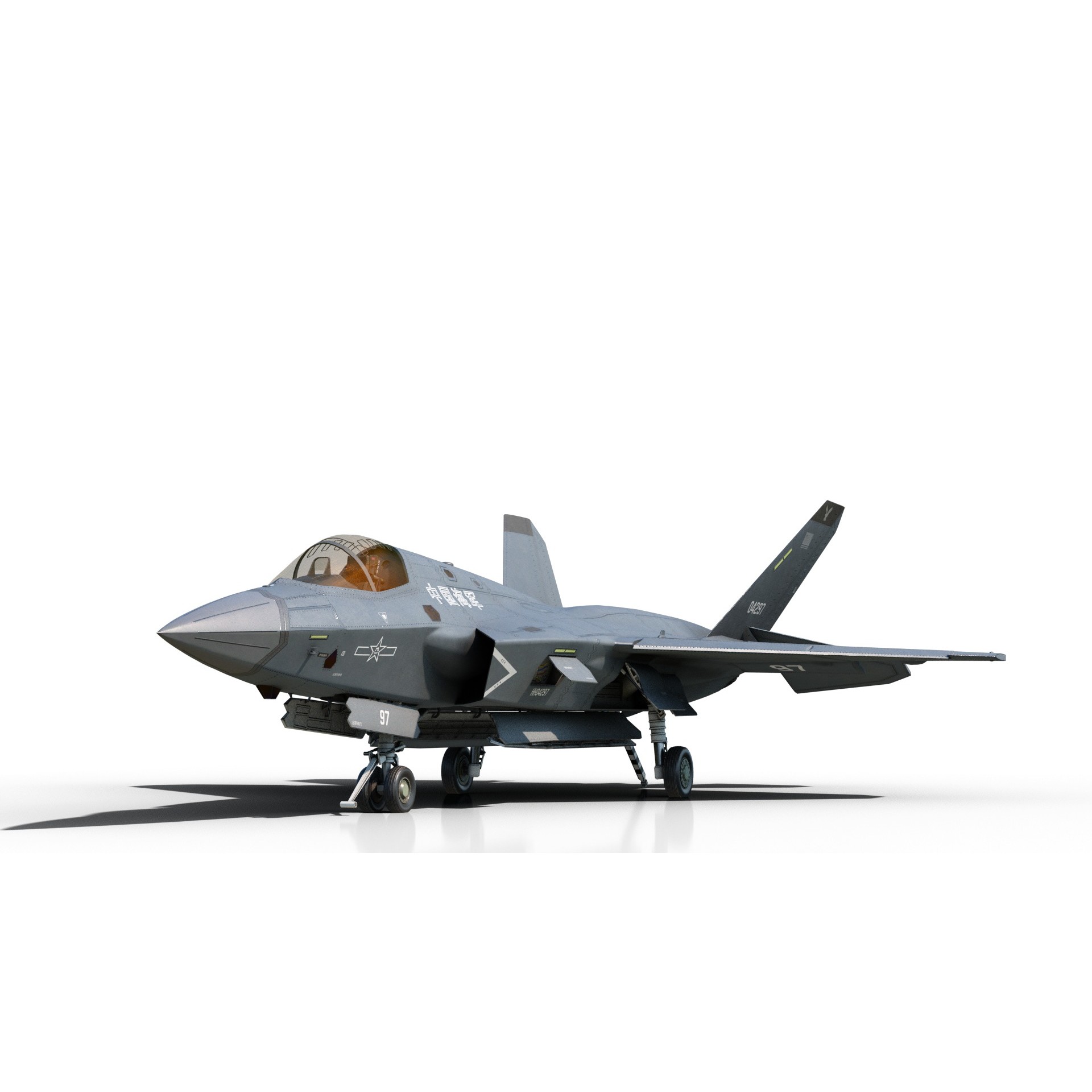 Shenyang J35 Gyrfalcon - Low-Poly Game-Ready 3D Model - View 20