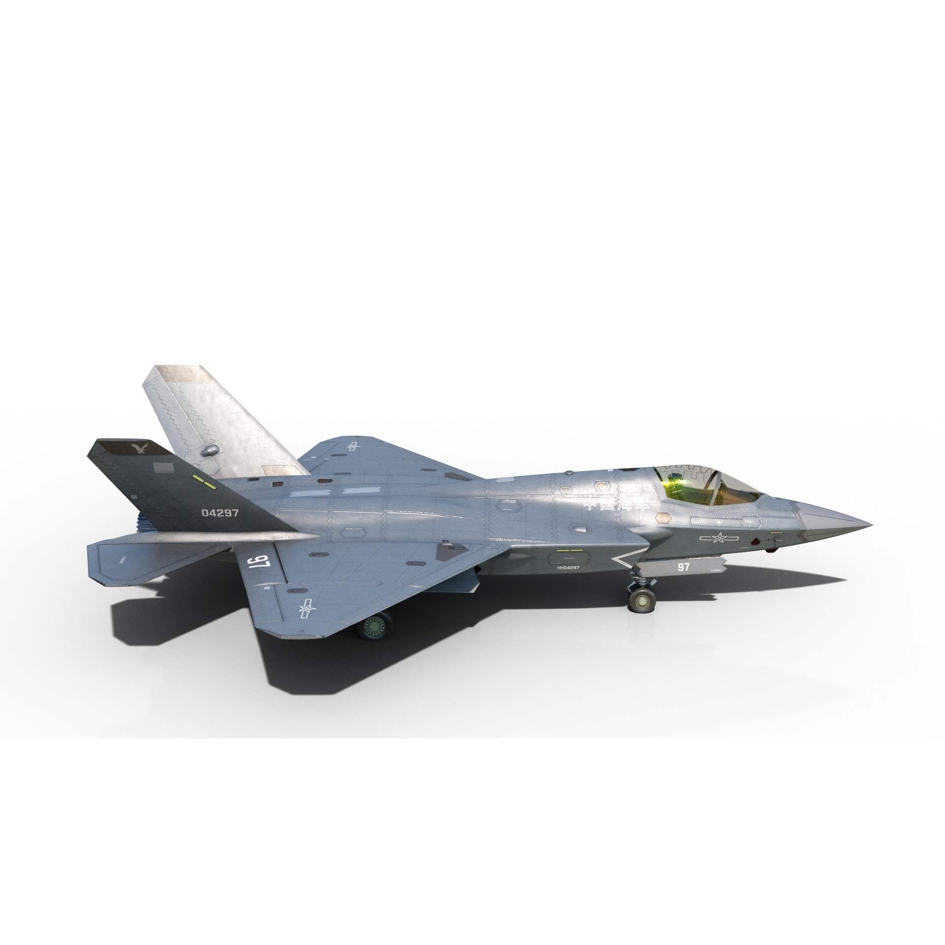 Shenyang J35 Gyrfalcon - Low-Poly Game-Ready 3D Model - View 3