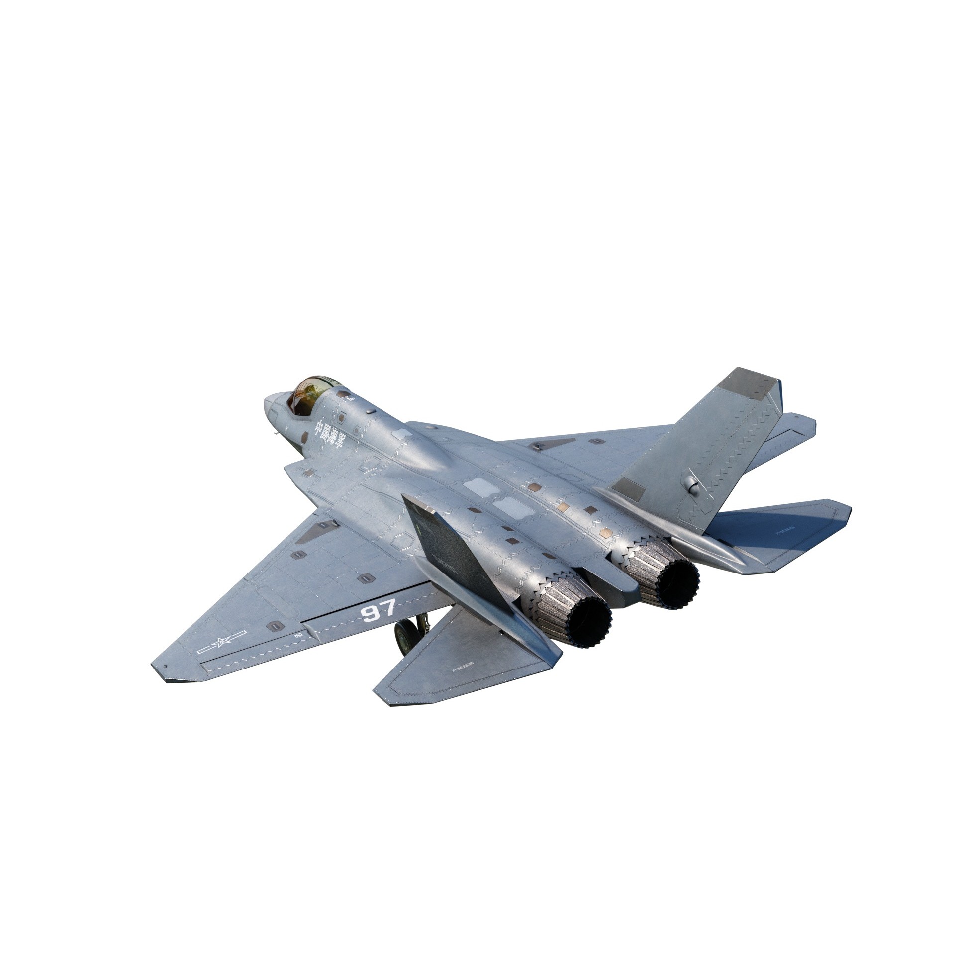 Shenyang J35 Gyrfalcon - Low-Poly Game-Ready 3D Model - View 4