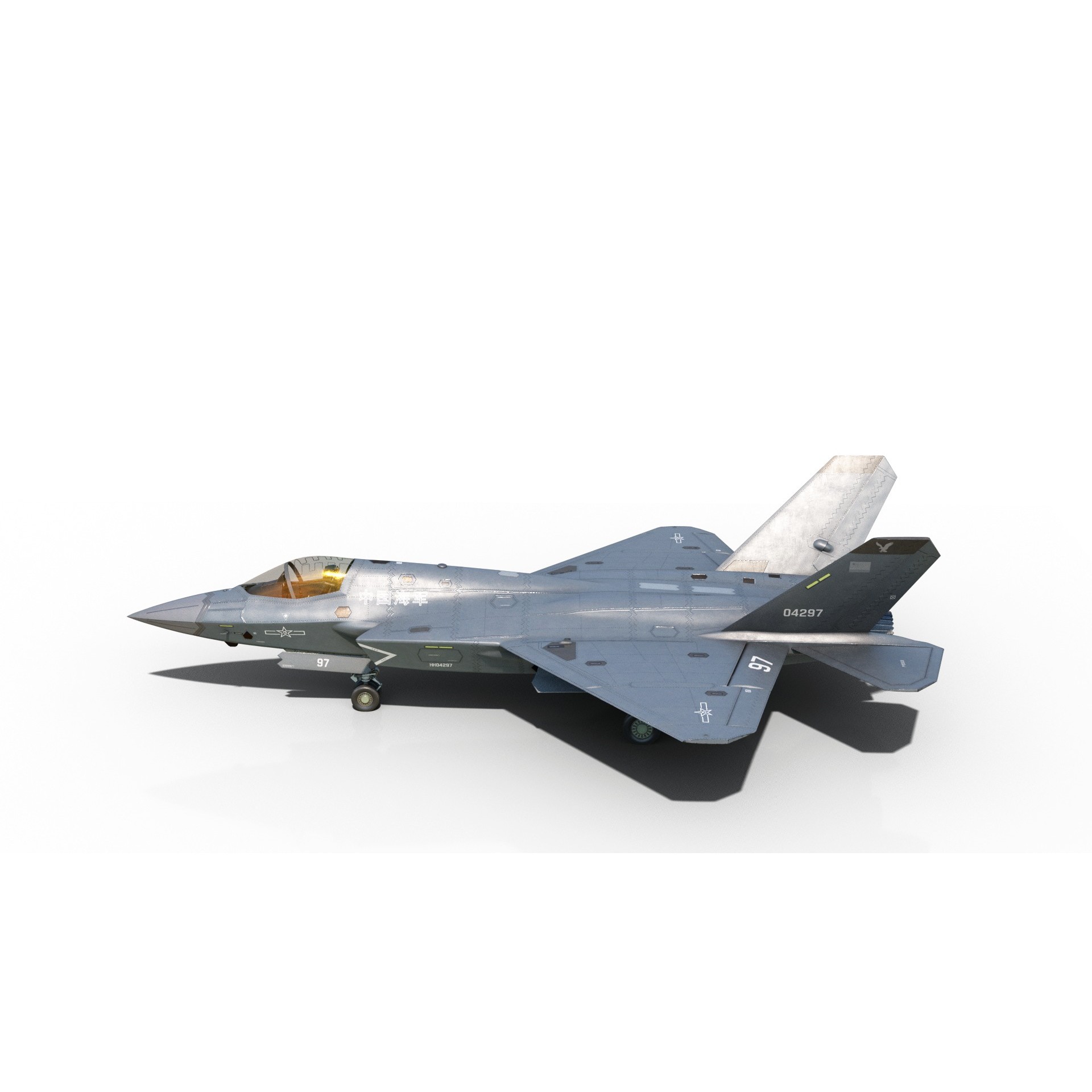 Shenyang J35 Gyrfalcon - Low-Poly Game-Ready 3D Model - View 5