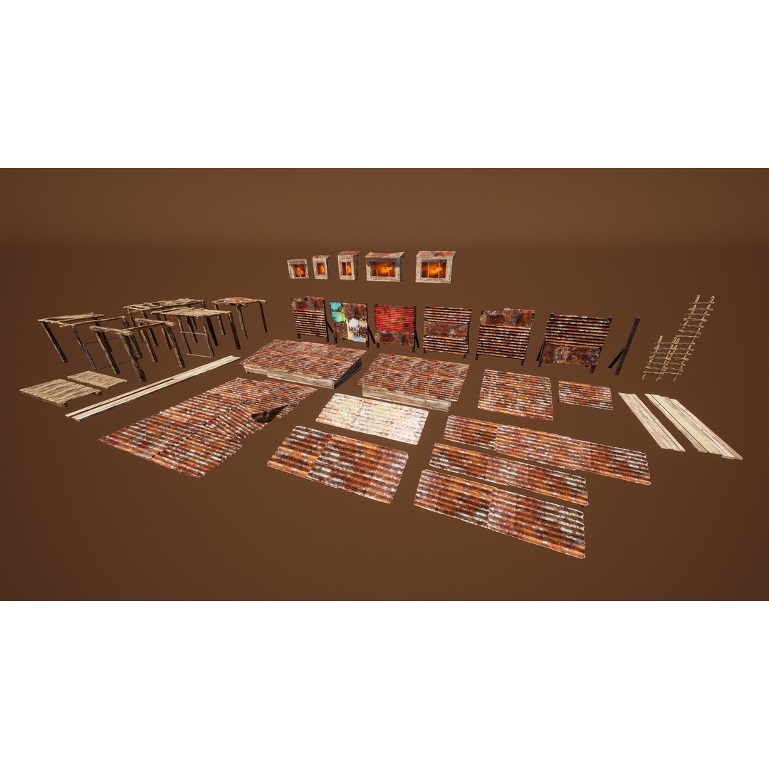 Junk Town 3D Model – Low Poly Post-Apocalyptic City Asset, FBX