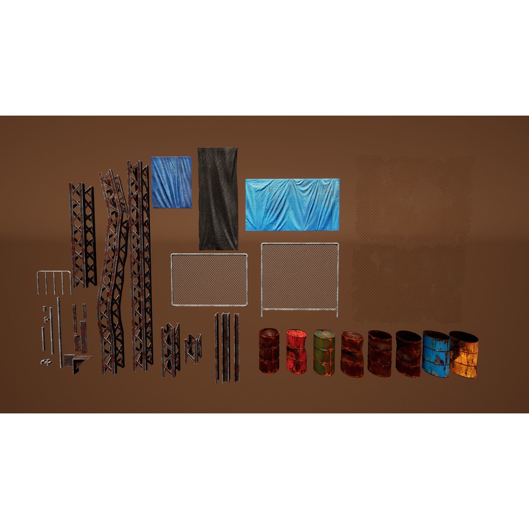 Junk Town 3D Model – Low Poly Post-Apocalyptic City Asset, FBX - View 18