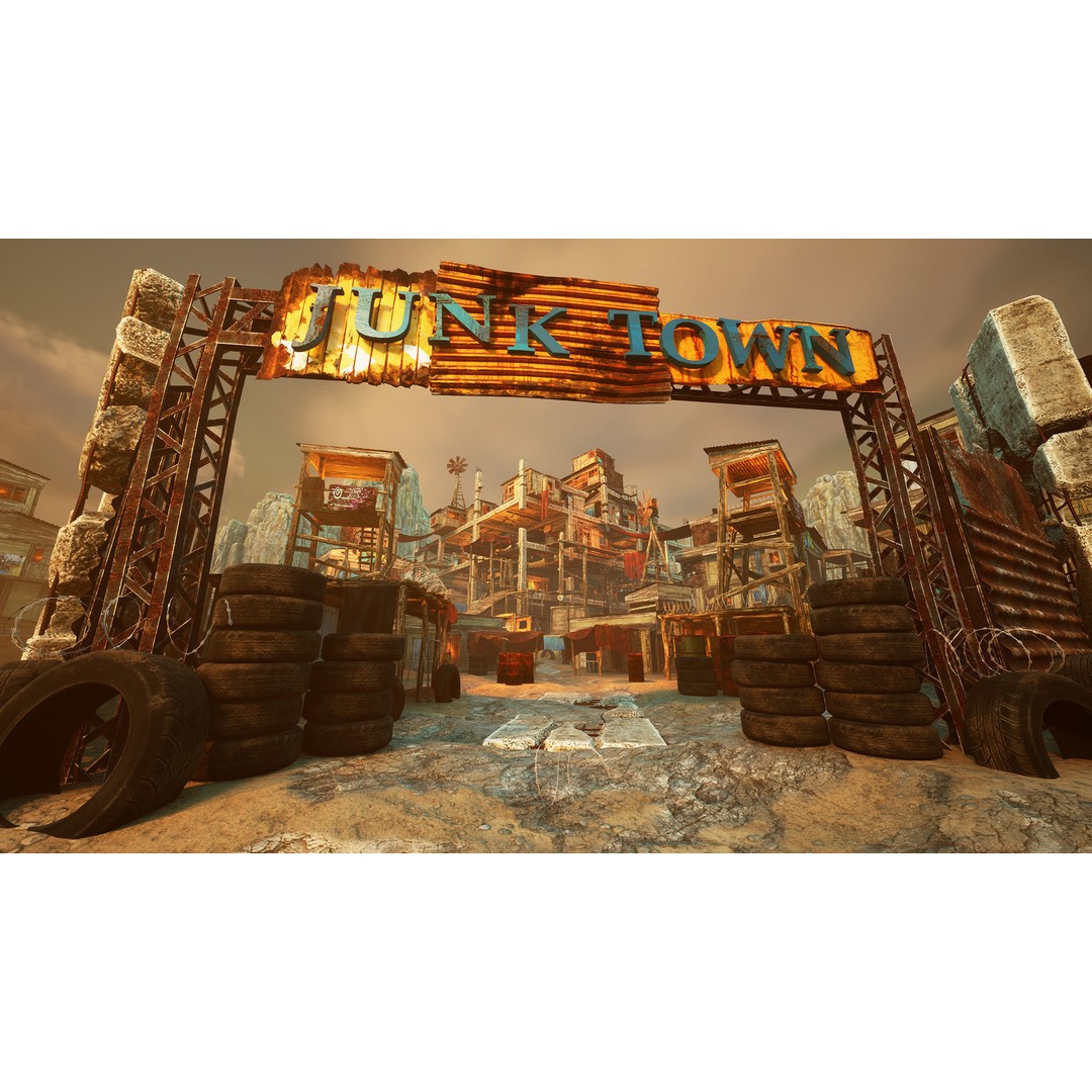 Junk Town 3D Model – Low Poly Post-Apocalyptic City Asset, FBX - View 3