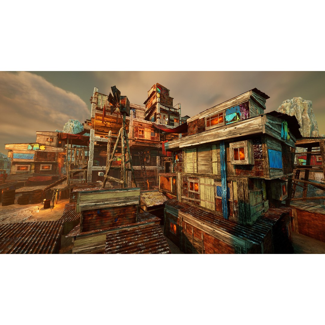Junk Town 3D Model – Low Poly Post-Apocalyptic City Asset, FBX - View 7