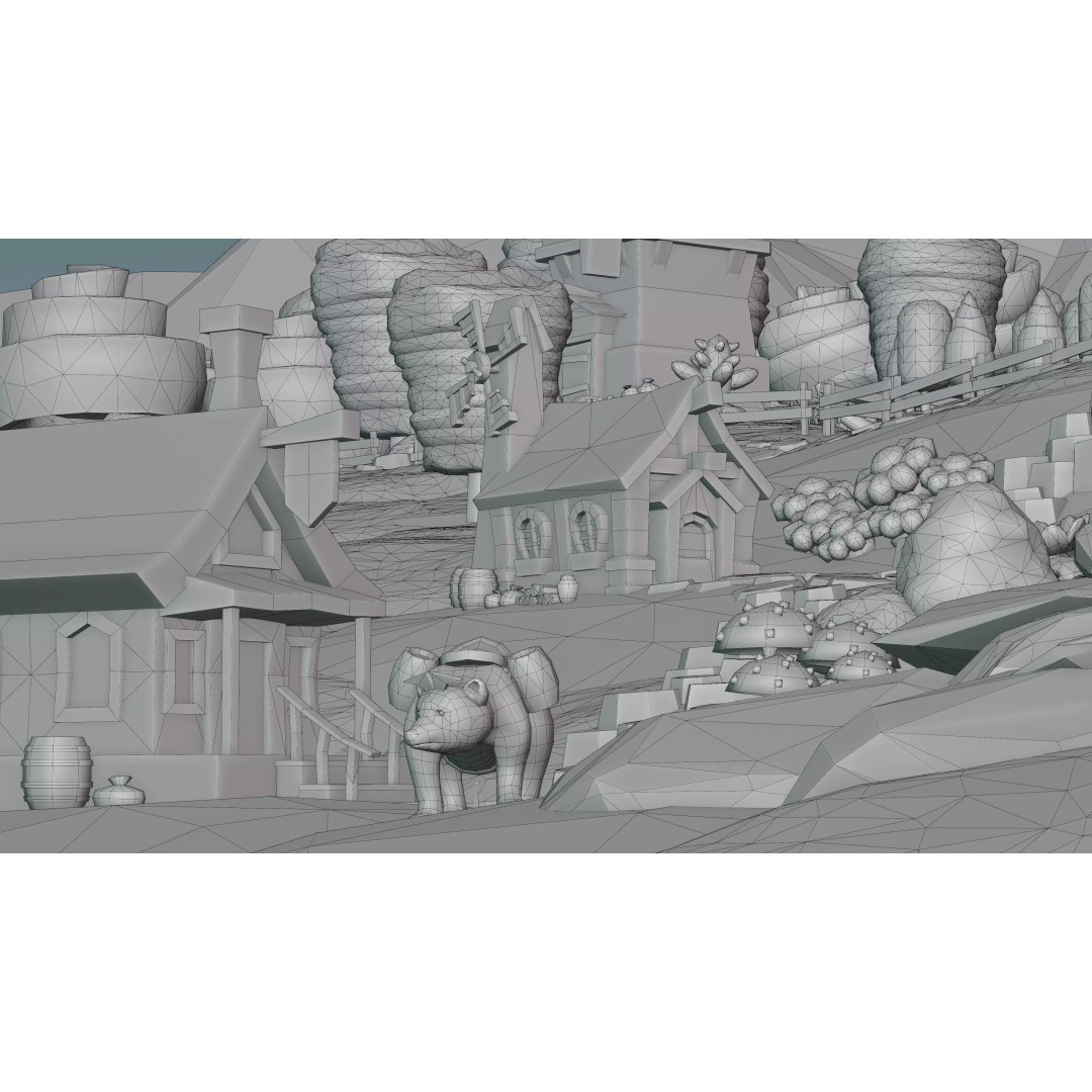 Fantasy Landscape 3D Model – Low Poly Game Asset, FBX, PBR, Rigged