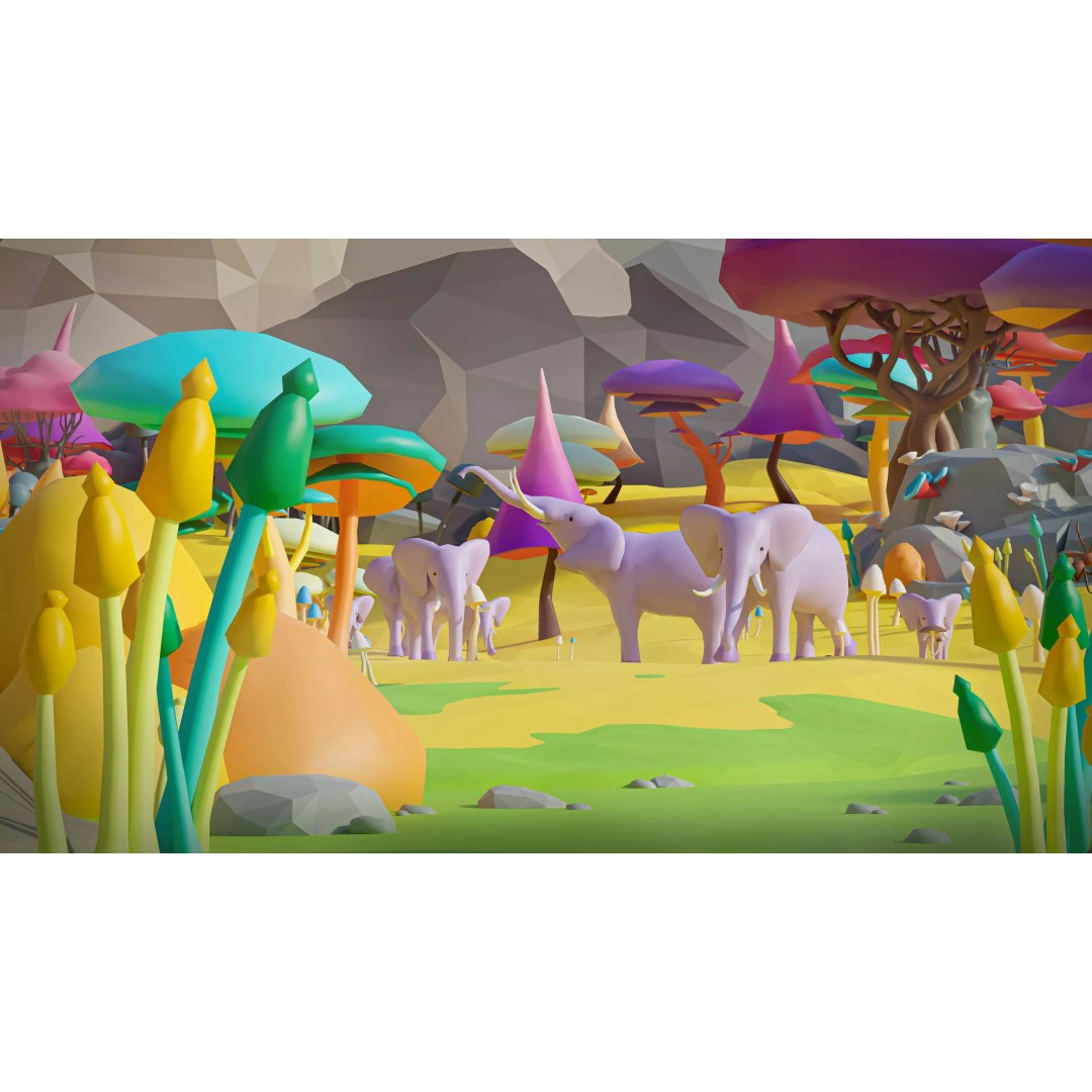 Fantasy Landscape 3D Model – Low Poly Game Asset, FBX, PBR, Rigged - View 18