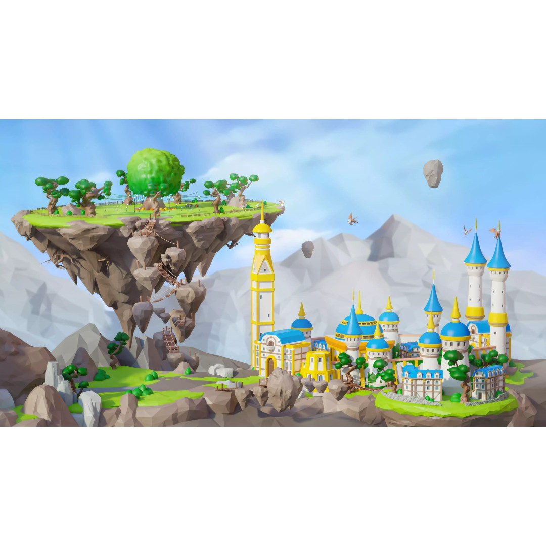 Fantasy Landscape 3D Model – Low Poly Game Asset, FBX, PBR, Rigged - View 22