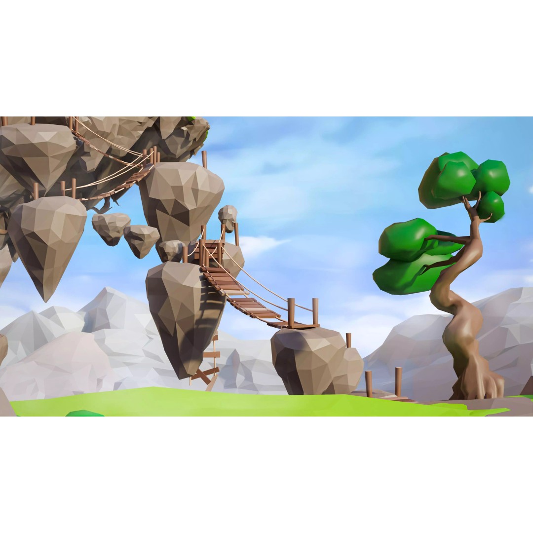 Fantasy Landscape 3D Model – Low Poly Game Asset, FBX, PBR, Rigged - View 32