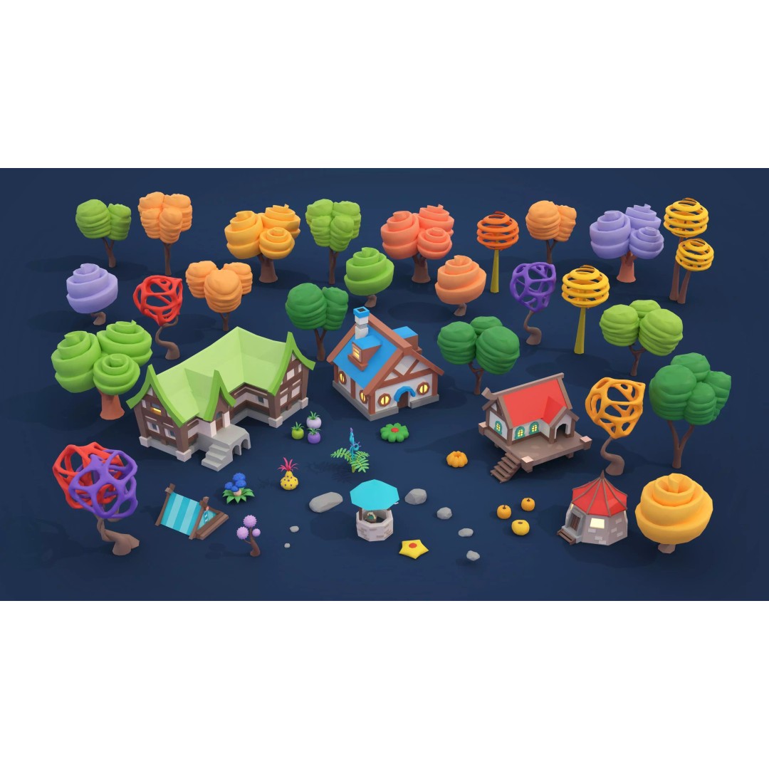 Fantasy Landscape 3D Model – Low Poly Game Asset, FBX, PBR, Rigged - View 38
