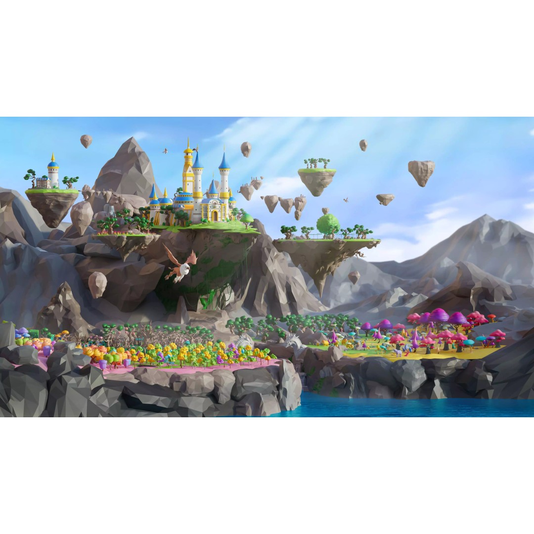 Fantasy Landscape 3D Model – Low Poly Game Asset, FBX, PBR, Rigged - View 4