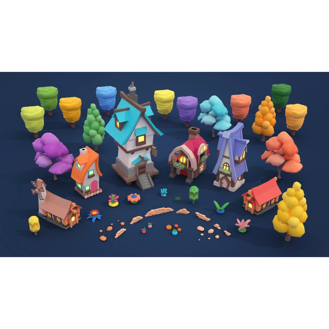 Fantasy Landscape 3D Model – Low Poly Game Asset, FBX, PBR, Rigged - View 40