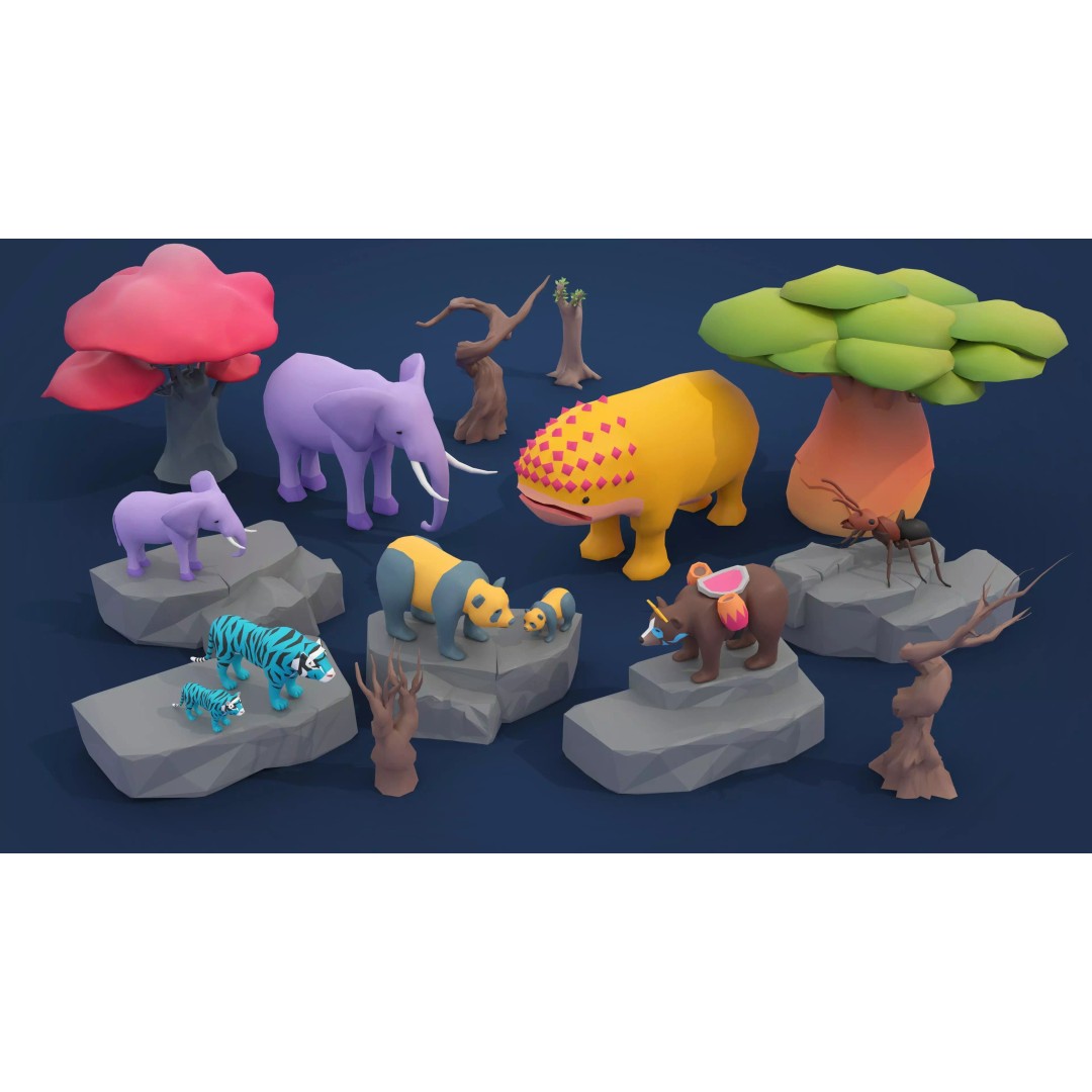 Fantasy Landscape 3D Model – Low Poly Game Asset, FBX, PBR, Rigged - View 42