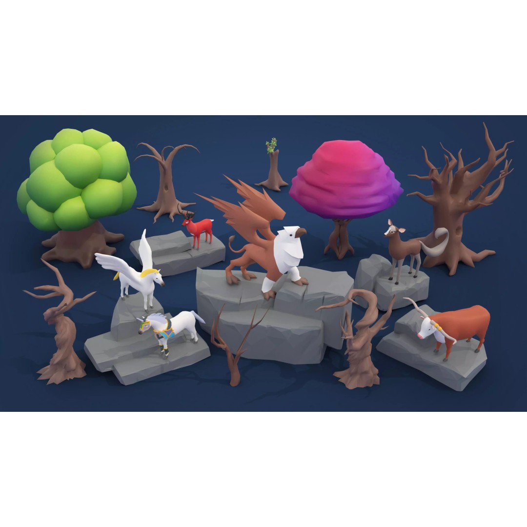 Fantasy Landscape 3D Model – Low Poly Game Asset, FBX, PBR, Rigged - View 43