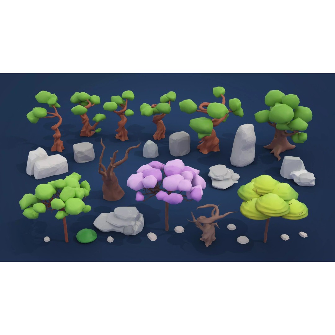 Fantasy Landscape 3D Model – Low Poly Game Asset, FBX, PBR, Rigged - View 44