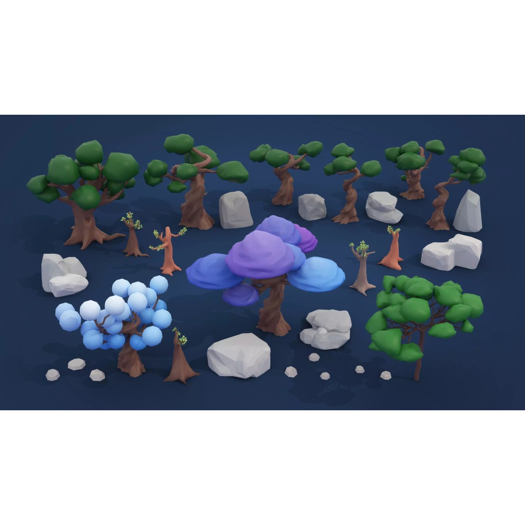 Fantasy Landscape 3D Model – Low Poly Game Asset, FBX, PBR, Rigged - View 45