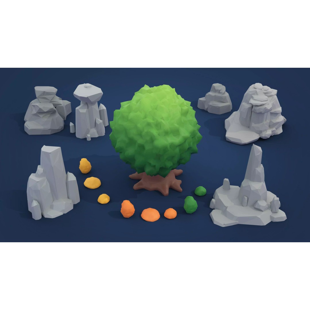 Fantasy Landscape 3D Model – Low Poly Game Asset, FBX, PBR, Rigged - View 46