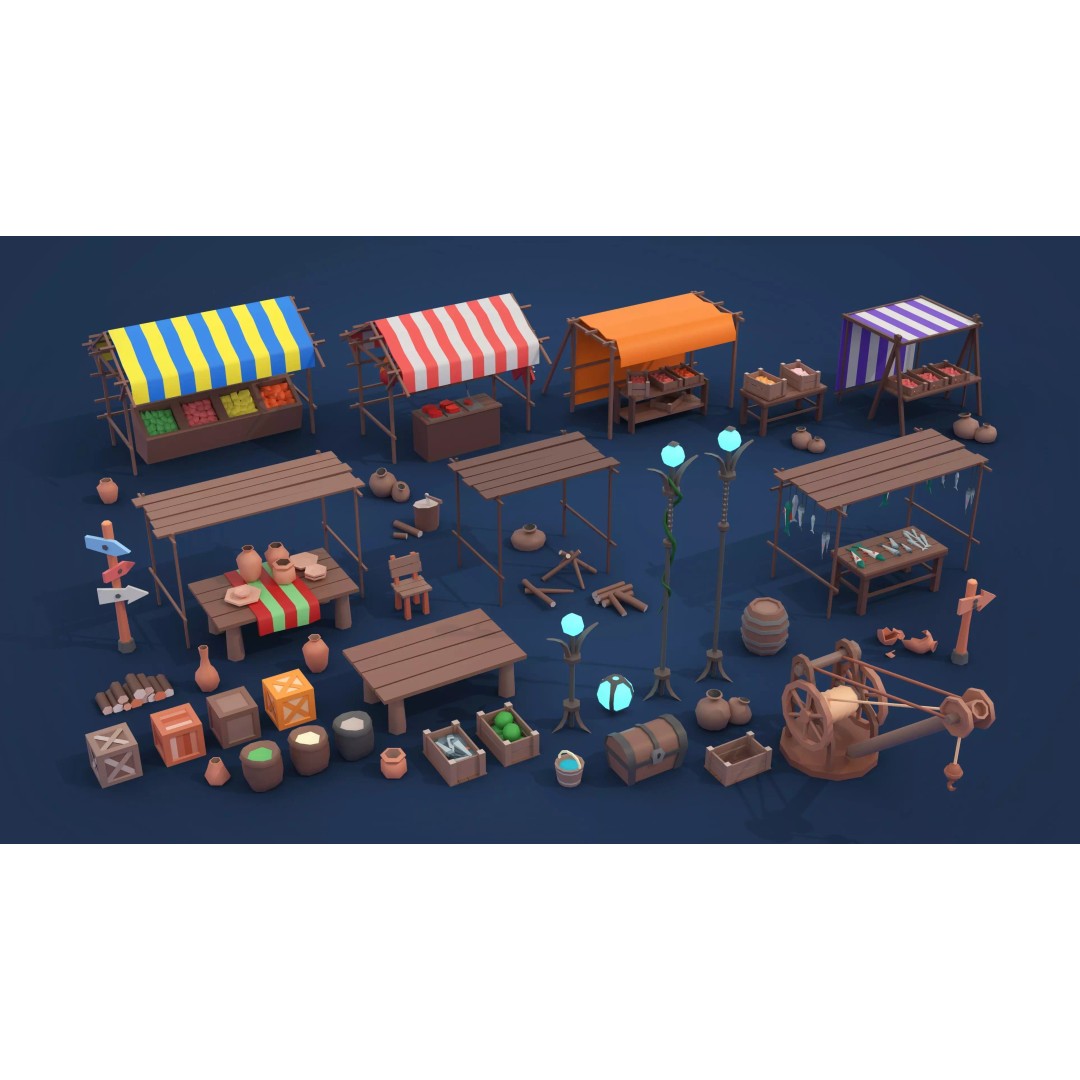 Fantasy Landscape 3D Model – Low Poly Game Asset, FBX, PBR, Rigged - View 50