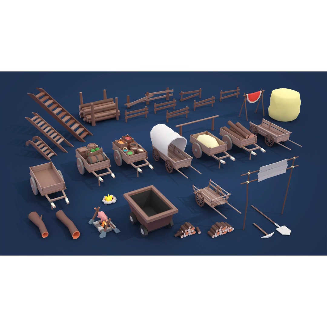 Fantasy Landscape 3D Model – Low Poly Game Asset, FBX, PBR, Rigged - View 51