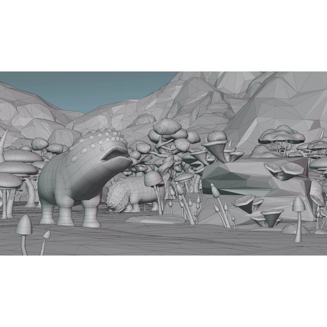 Fantasy Landscape 3D Model – Low Poly Game Asset, FBX, PBR, Rigged - View 56