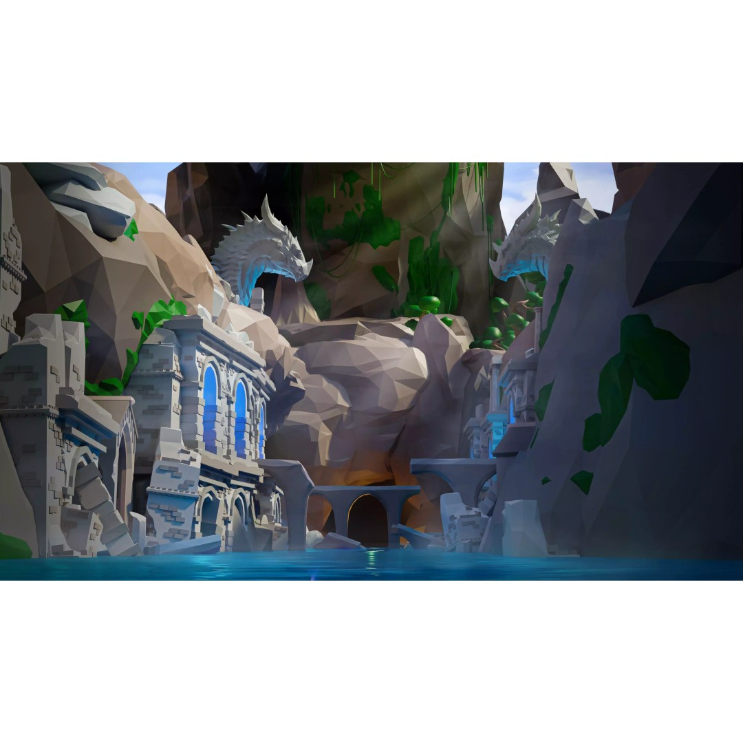 Fantasy Landscape 3D Model – Low Poly Game Asset, FBX, PBR, Rigged - View 8