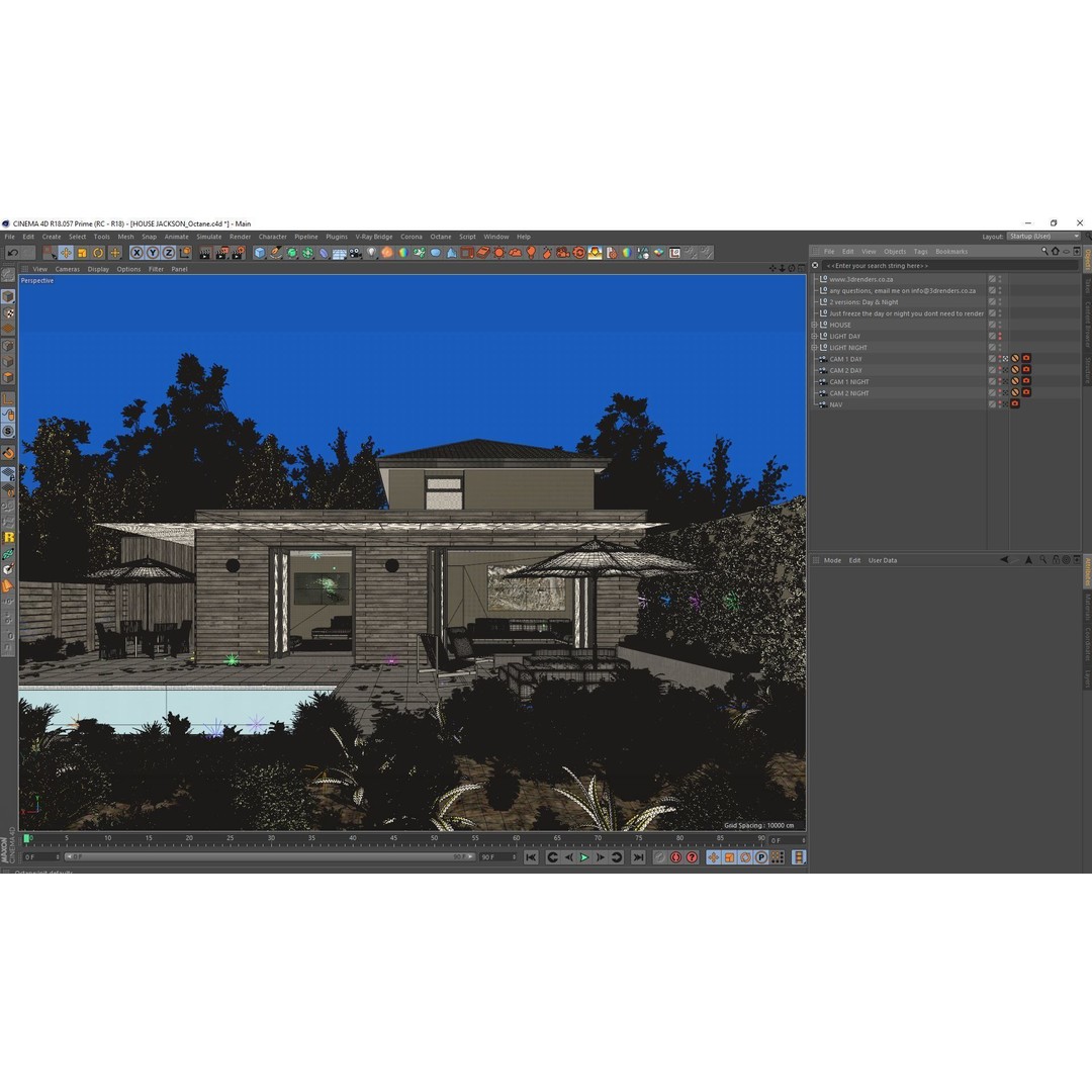 House Jackson Exterior 3D Model – Octane C4D Scene Files, Game-Ready - View 10