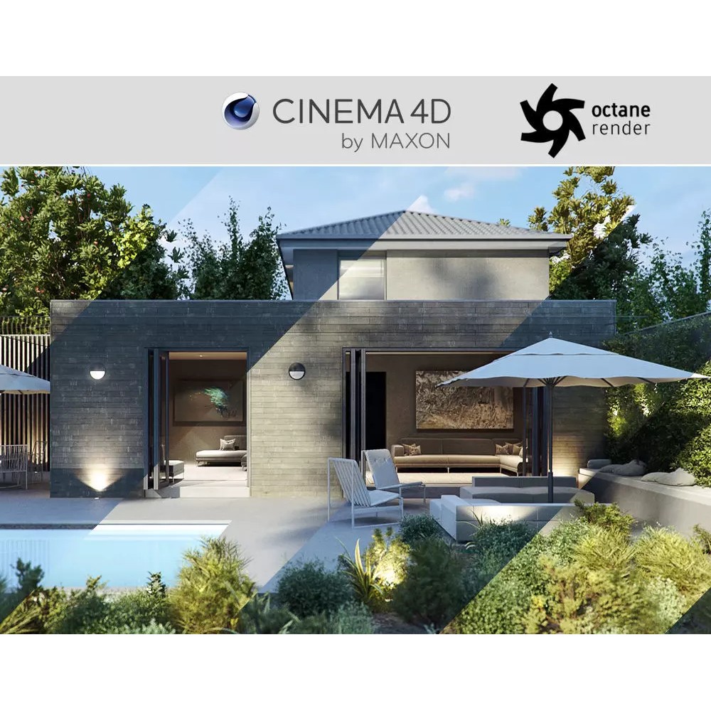 House Jackson Exterior 3D Model – Octane C4D Scene Files, Game-Ready - View 2