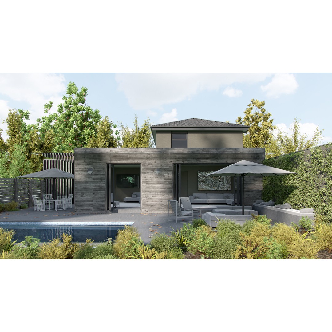 House Jackson Exterior 3D Model – Octane C4D Scene Files, Game-Ready - View 3