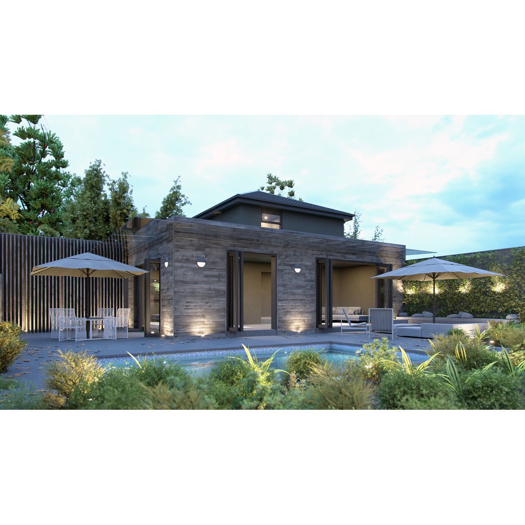 House Jackson Exterior 3D Model – Octane C4D Scene Files, Game-Ready - View 5