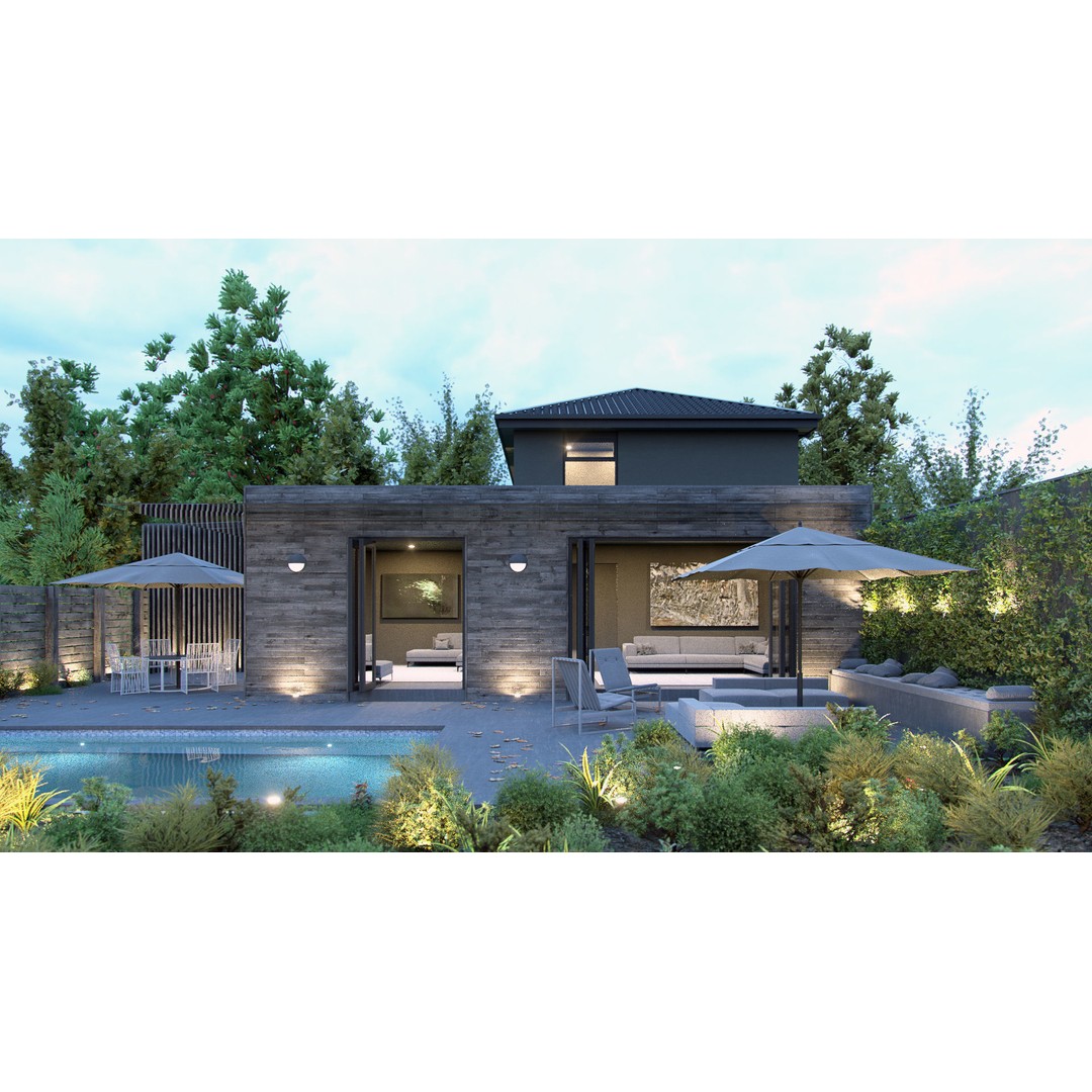 House Jackson Exterior 3D Model – Octane C4D Scene Files, Game-Ready - View 6