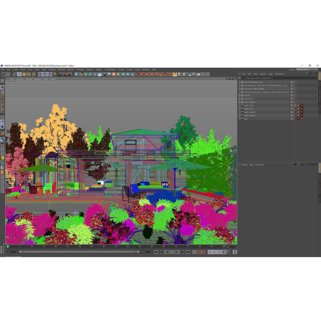 House Jackson Exterior 3D Model – Octane C4D Scene Files, Game-Ready - View 7