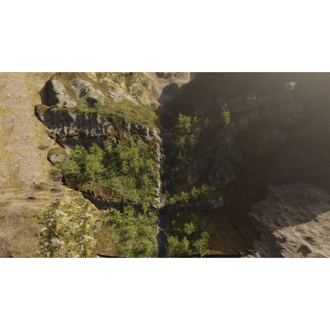 Small Waterfall Scene 3D Model – Nature Landscape with Animated Plants, Blender - View 11