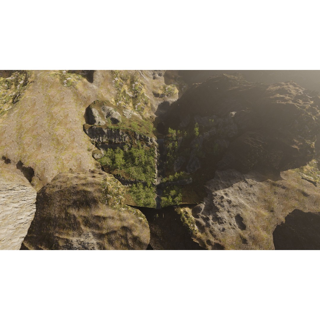 Small Waterfall Scene 3D Model – Nature Landscape with Animated Plants, Blender - View 12