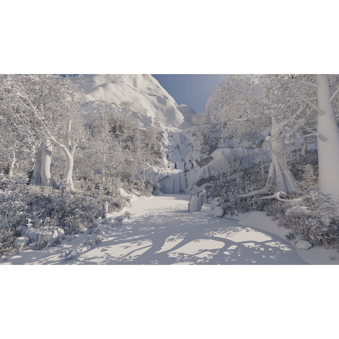 Small Waterfall Scene 3D Model – Nature Landscape with Animated Plants, Blender - View 13