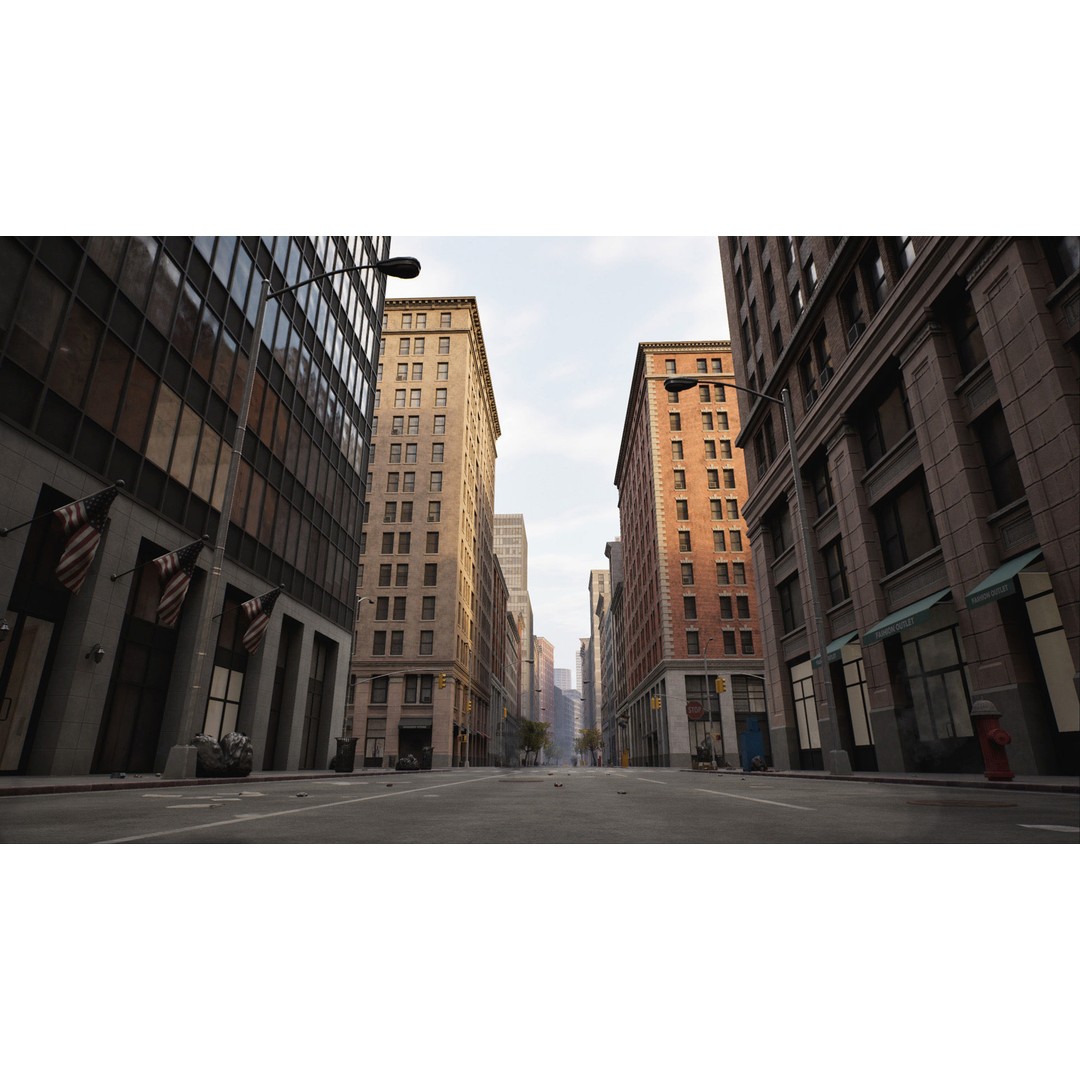 Downtown City Pack 3D Model – Low-Poly Game Asset, FBX, OBJ - View 3